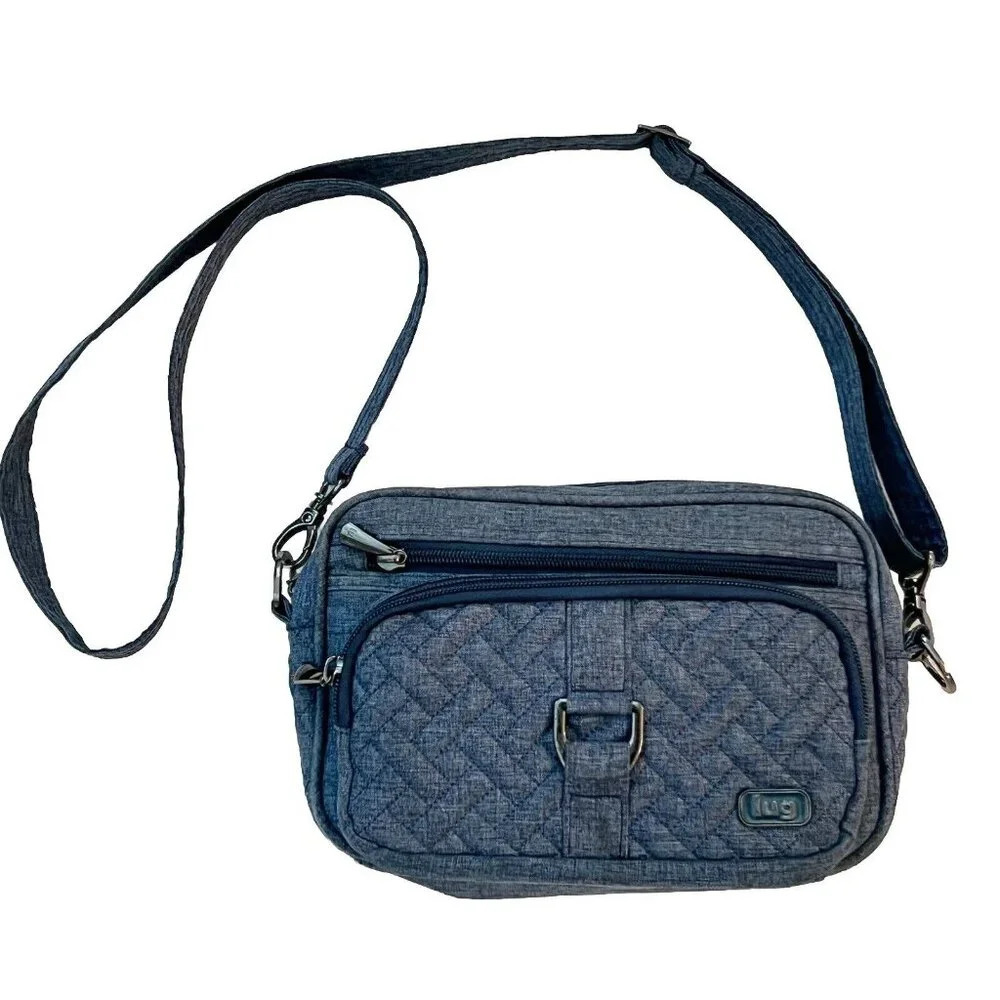 Lug Carousel Convertible Crossbody Bag Purse Herringbone Basket Weave Blue